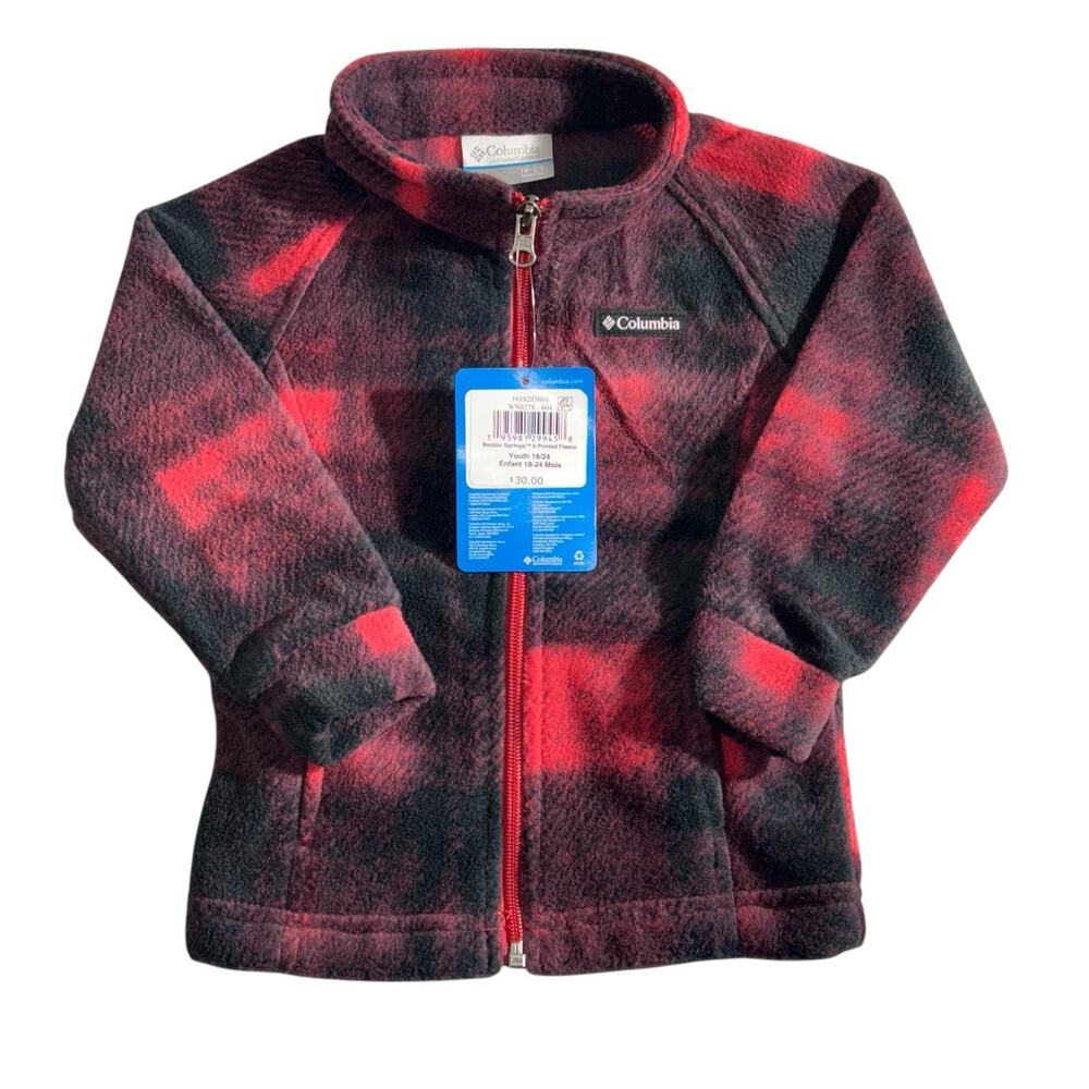 Columbia Jacket Benton Springs Fleece Red plaid Zip SZ/ Infant 18-24 Month